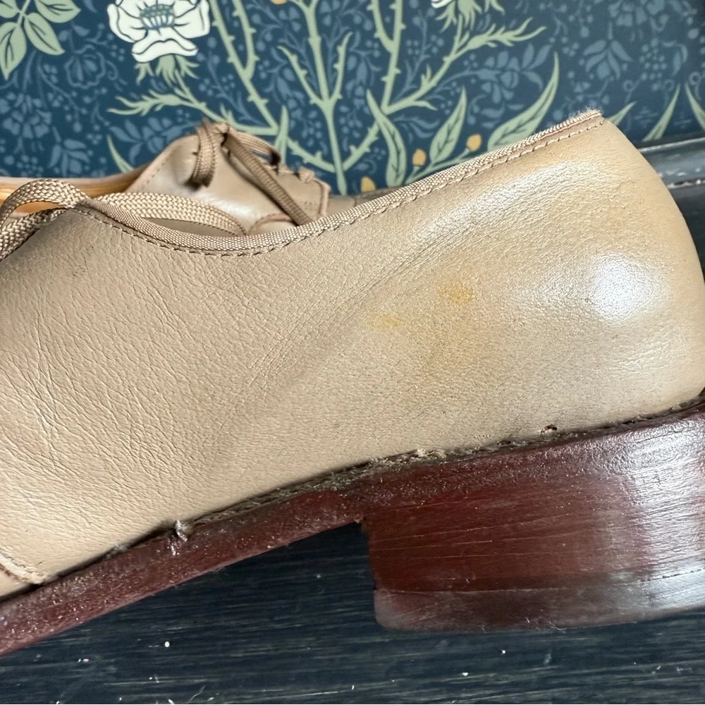 Vintage 50s Taupe Tan Leather Oxford Loafer - Picture 4 of 11